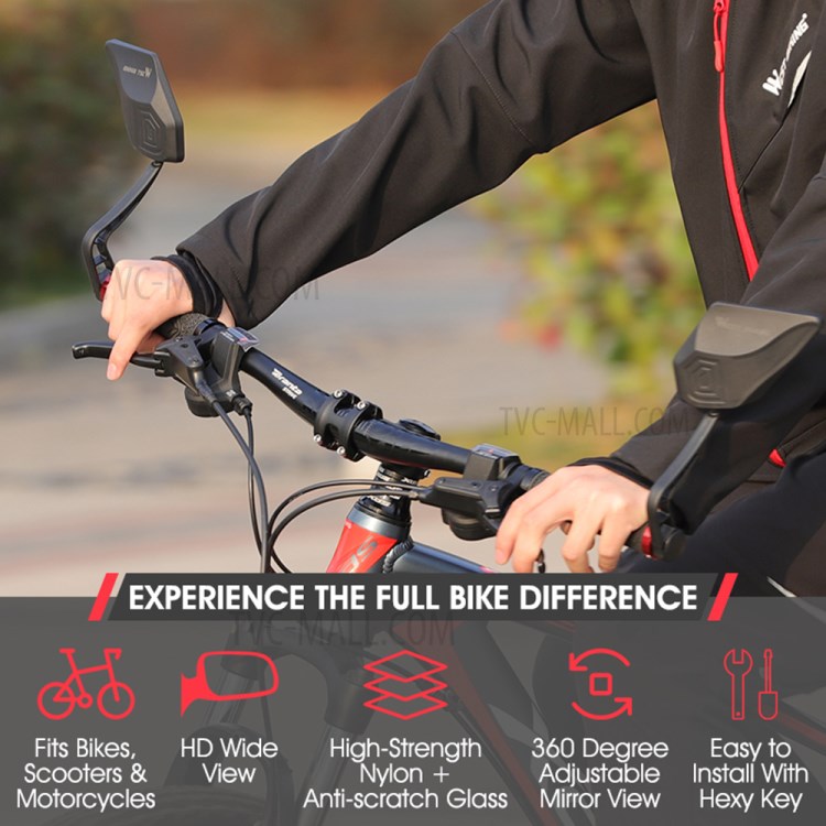 WEST BIKING 1 Pair Bicycle Rear View Mirror HD Wide Angle 360 Degree Rotate Handlebar End Rearview Mirror-7