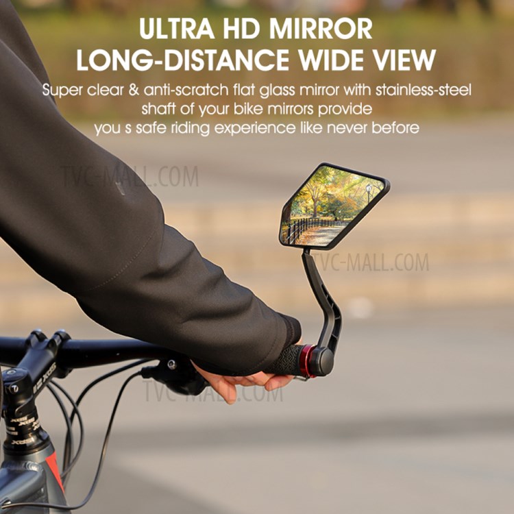 WEST BIKING 1 Pair Bicycle Rear View Mirror HD Wide Angle 360 Degree Rotate Handlebar End Rearview Mirror-8
