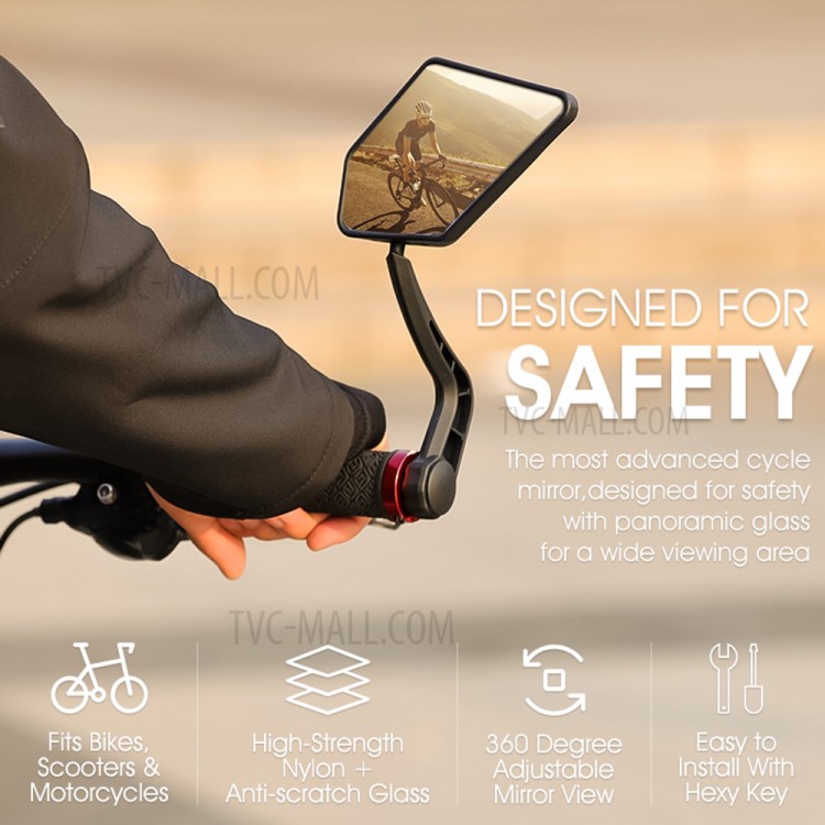 WEST BIKING 1 Pair Bicycle Rear View Mirror HD Wide Angle 360 Degree Rotate Handlebar End Rearview Mirror-9