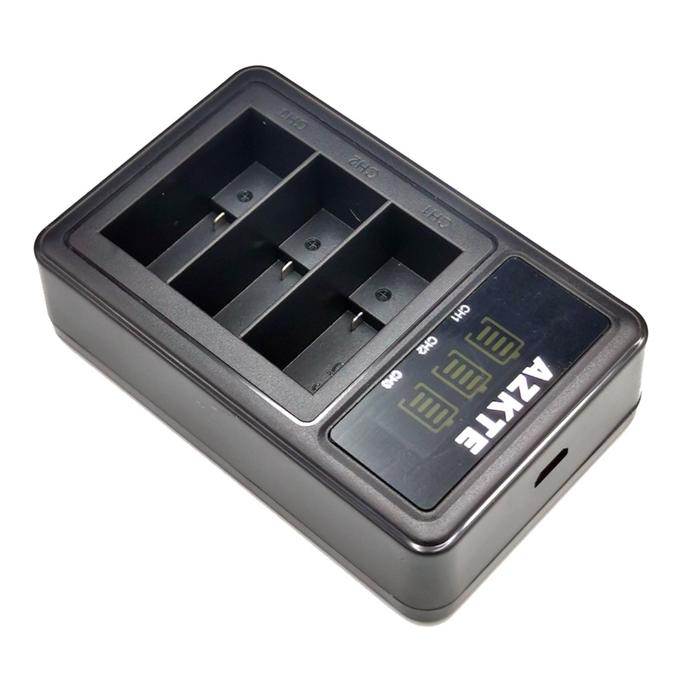 AZKTE AT1262 3-Slot Battery Charger Action Camera Battery Charging Dock with LCD Display for GoPro Hero 10/9-6