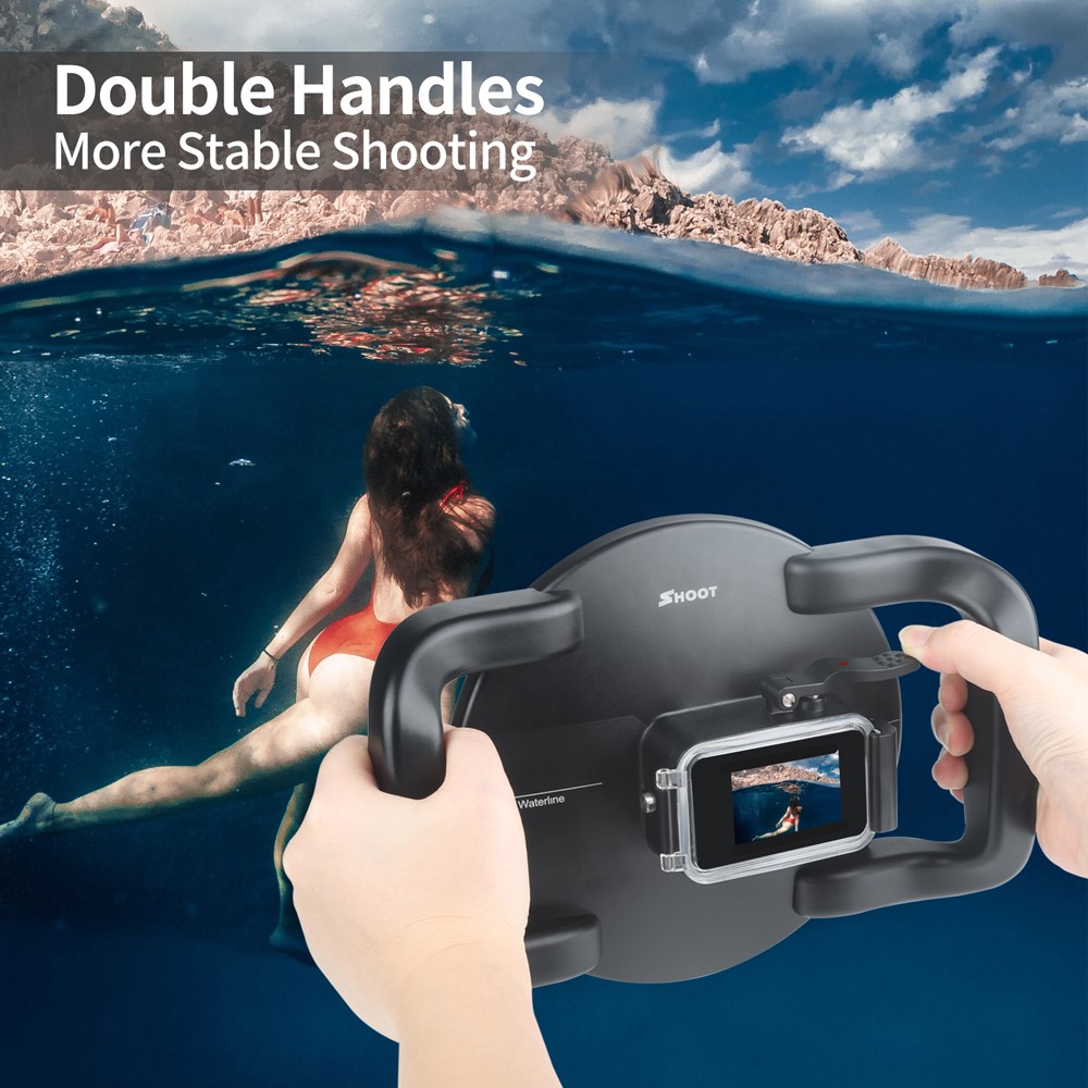 SHOOT XTGP559 Dual Handle Waterproof Housing Dome Port Protective Case for GoPro Hero 9/10-10