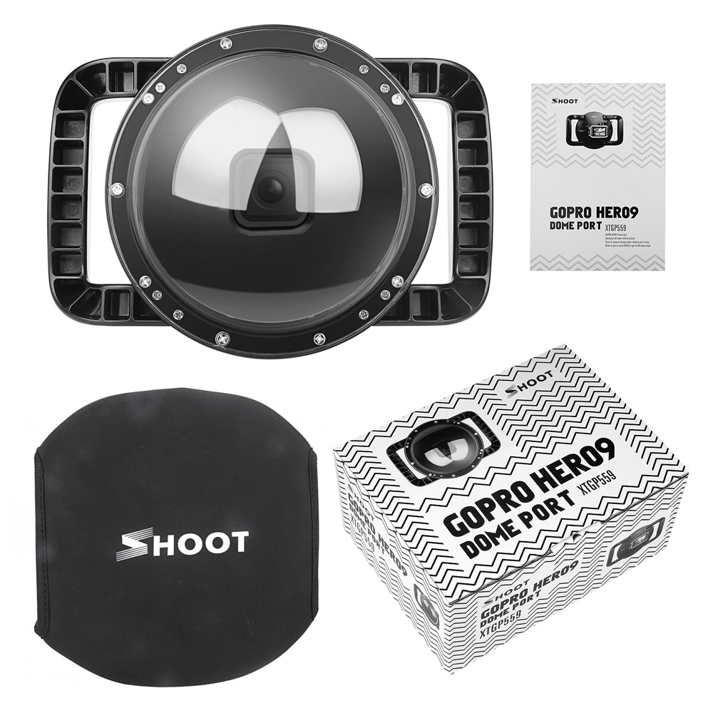 SHOOT XTGP559 Dual Handle Waterproof Housing Dome Port Protective Case for GoPro Hero 9/10-14