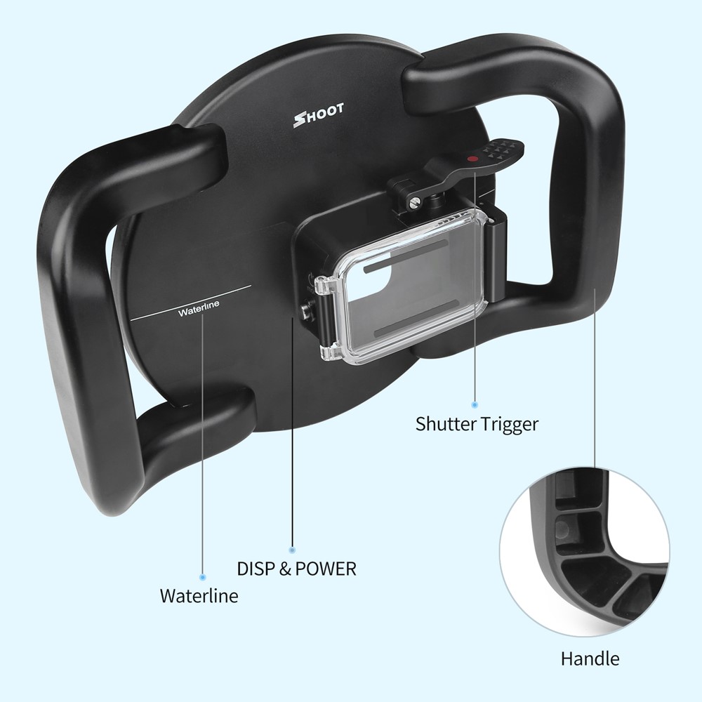 SHOOT XTGP559 Dual Handle Waterproof Housing Dome Port Protective Case for GoPro Hero 9/10-5