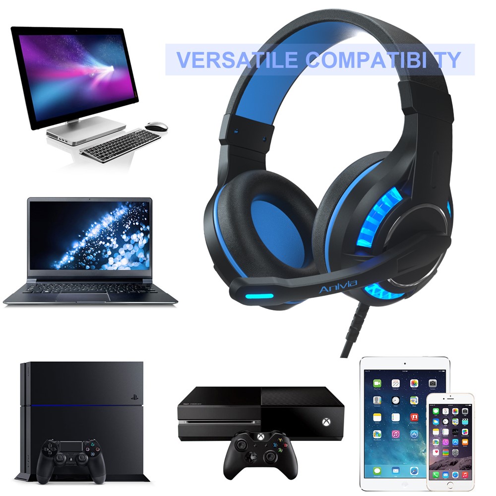 ANIVIA MH603 Usb Montado en la Cabeza+3.5 mm Wired Sound Sound Eports Auriculares Auriculares Para Juegos de Juegos Con Micrófono de Ángulo Ajustable