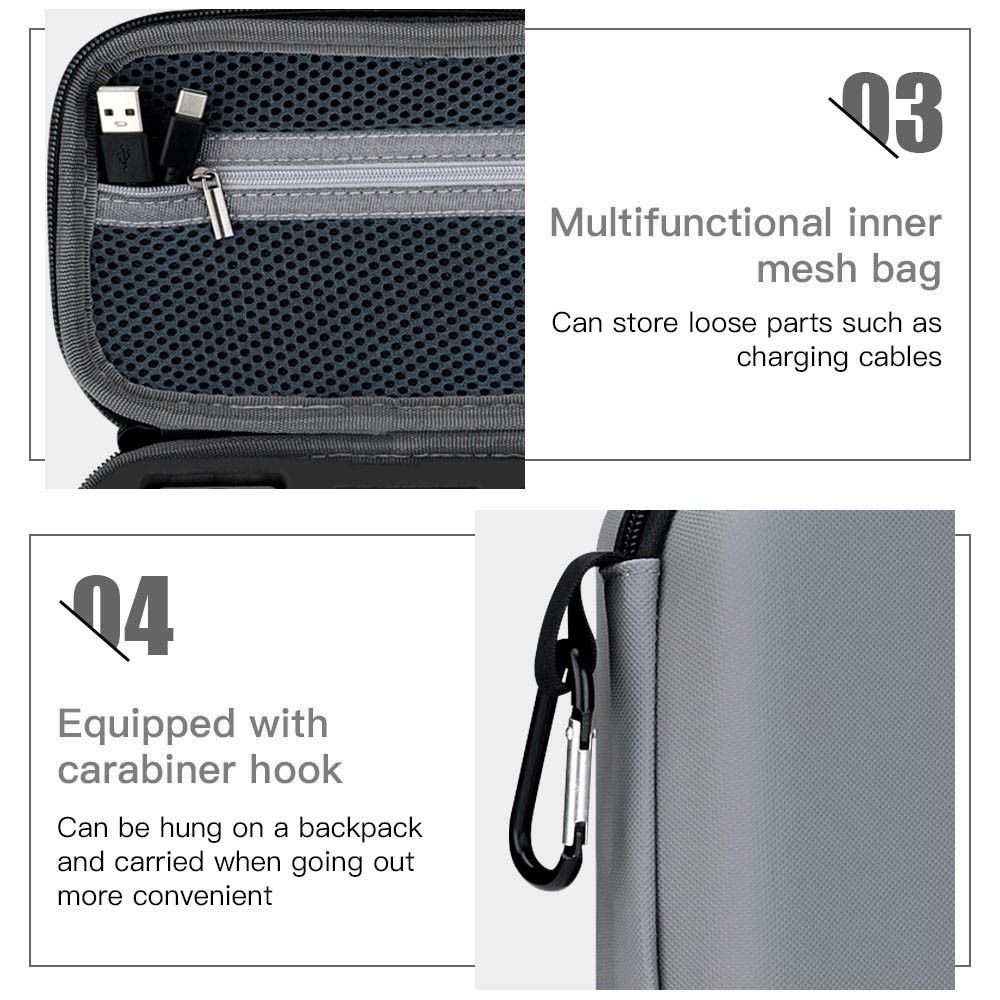 RCSTQ Portable Waterproof Hard Shell Bag Storage Case for DJI Action 2 Sports Camera - Grey-8