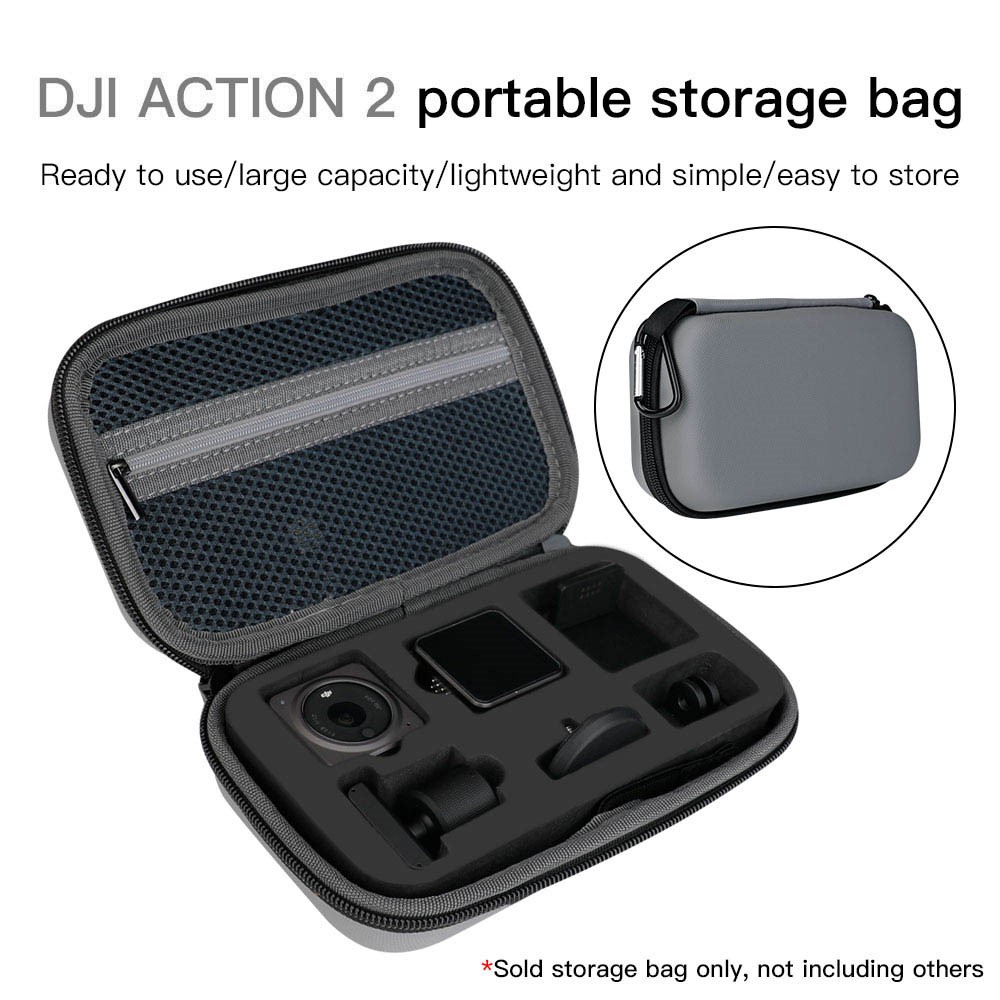 RCSTQ Portable Waterproof Hard Shell Bag Storage Case for DJI Action 2 Sports Camera - Grey-9
