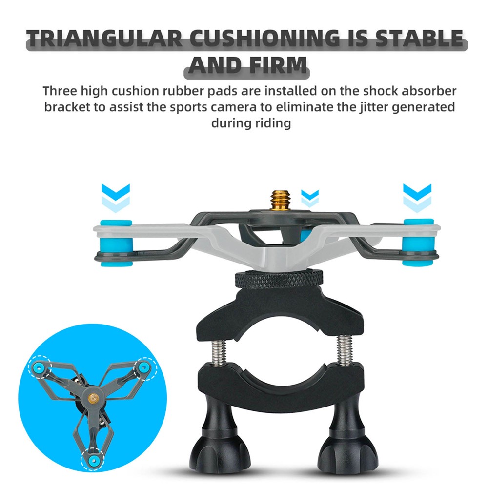RCSTQ 1176200 Bike Bicycle Shock-absorbing Camera Holder Bracket Set for DJI Osmo Action 1/2 / GoPro-3
