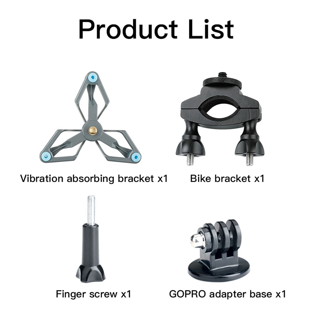 RCSTQ 1176200 Bike Bicycle Shock-absorbing Camera Holder Bracket Set for DJI Osmo Action 1/2 / GoPro-8