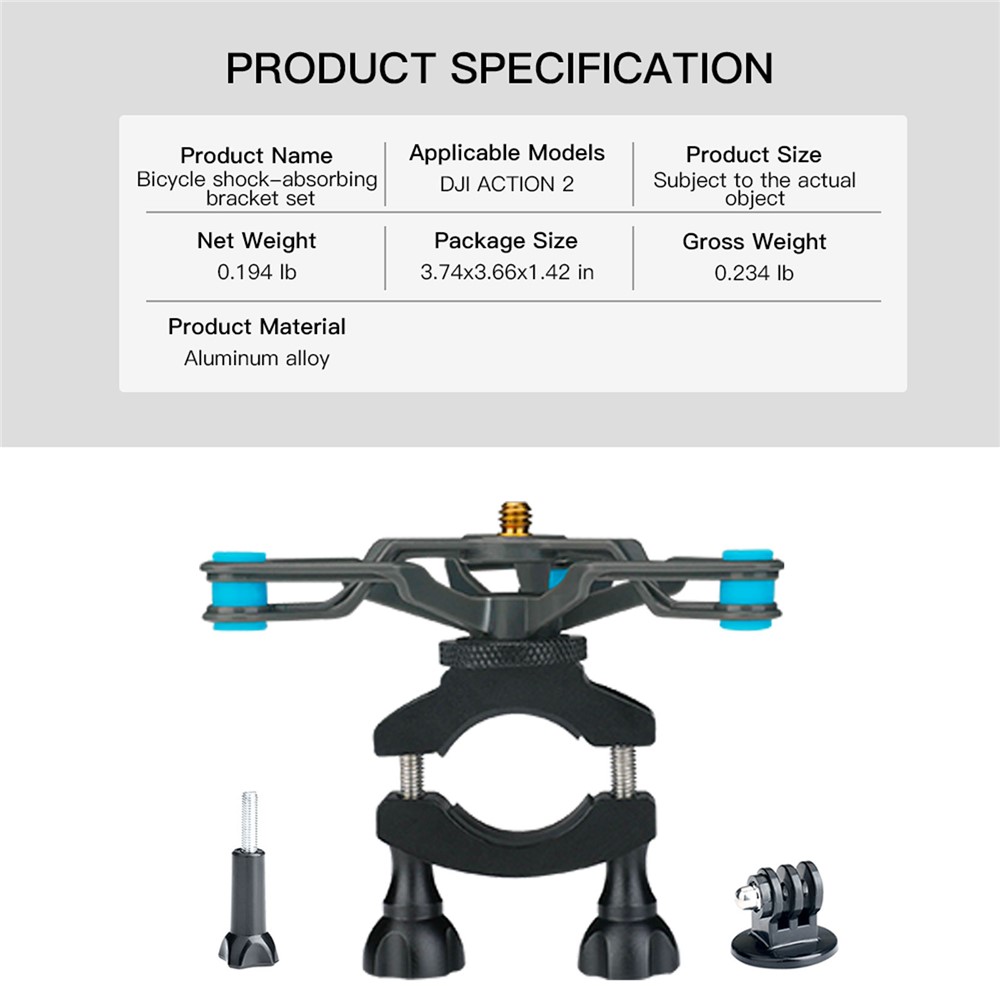 RCSTQ 1176200 Bike Bicycle Shock-absorbing Camera Holder Bracket Set for DJI Osmo Action 1/2 / GoPro-9
