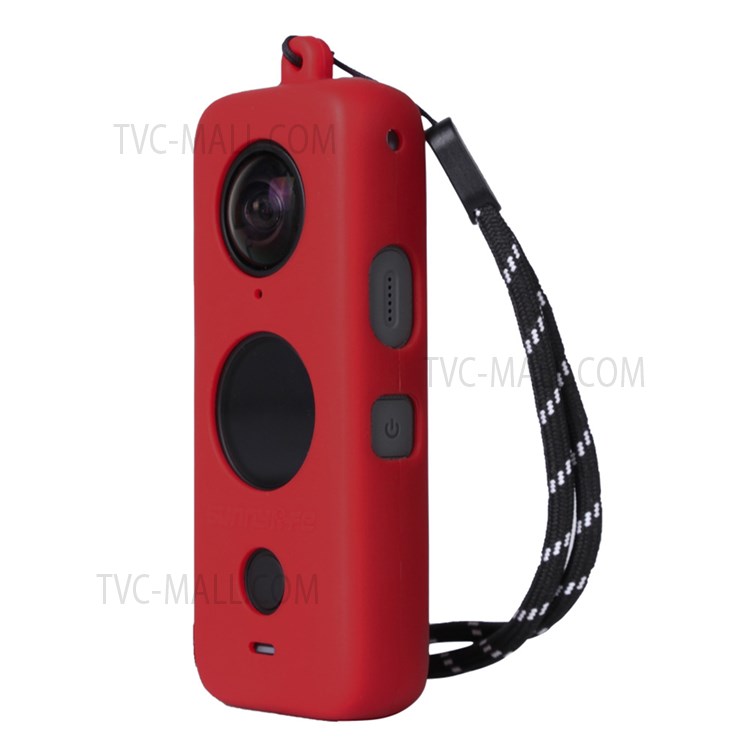 SUNNYLIFE AI42 Digital Camera Silicone Case Protective Cover with Lanyard for Insta360 ONE X2 - Red-1