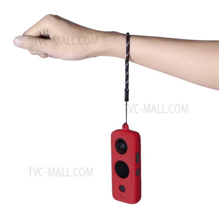 SUNNYLIFE AI42 Digital Camera Silicone Case Protective Cover with Lanyard for Insta360 ONE X2 - Red-3