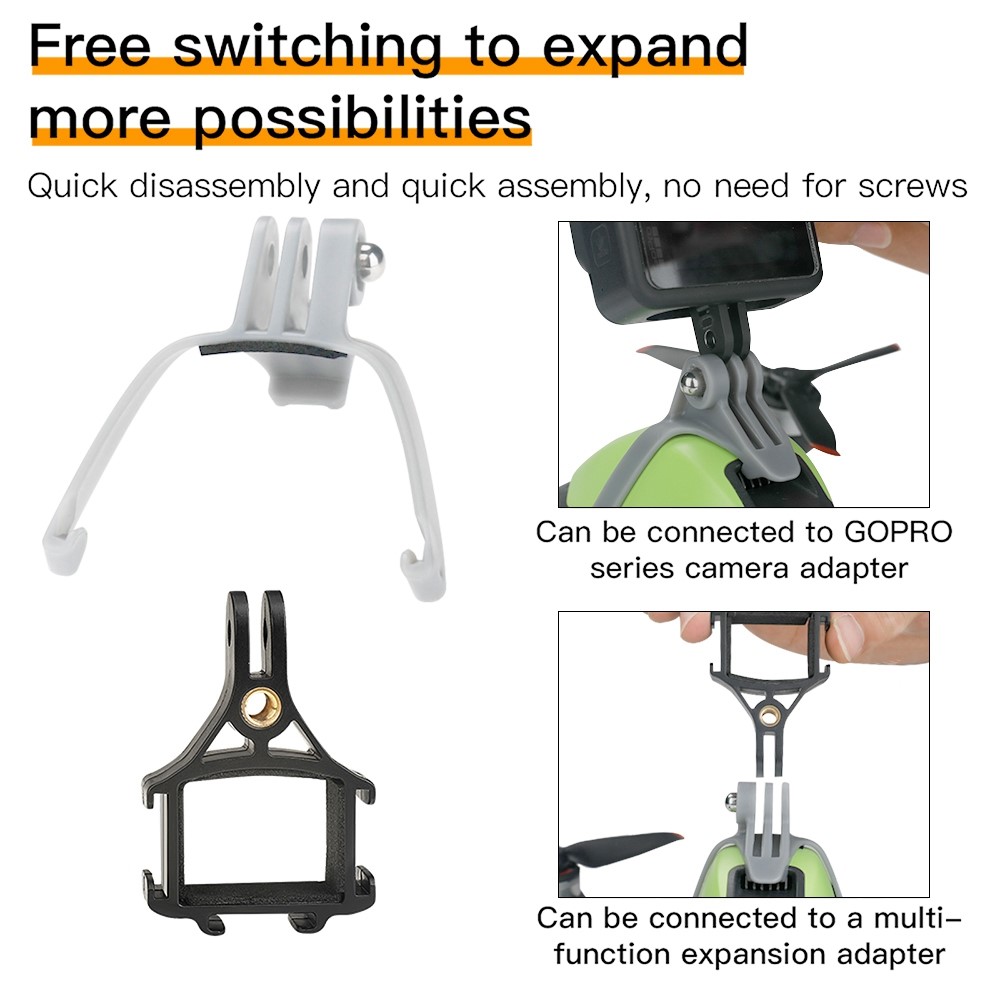 RCSTQ For DJI FPV Camera Top Expansion Bracket for GoPro / OSMO Pocket 1/2 Action Camera Adapter Mount Holder-7