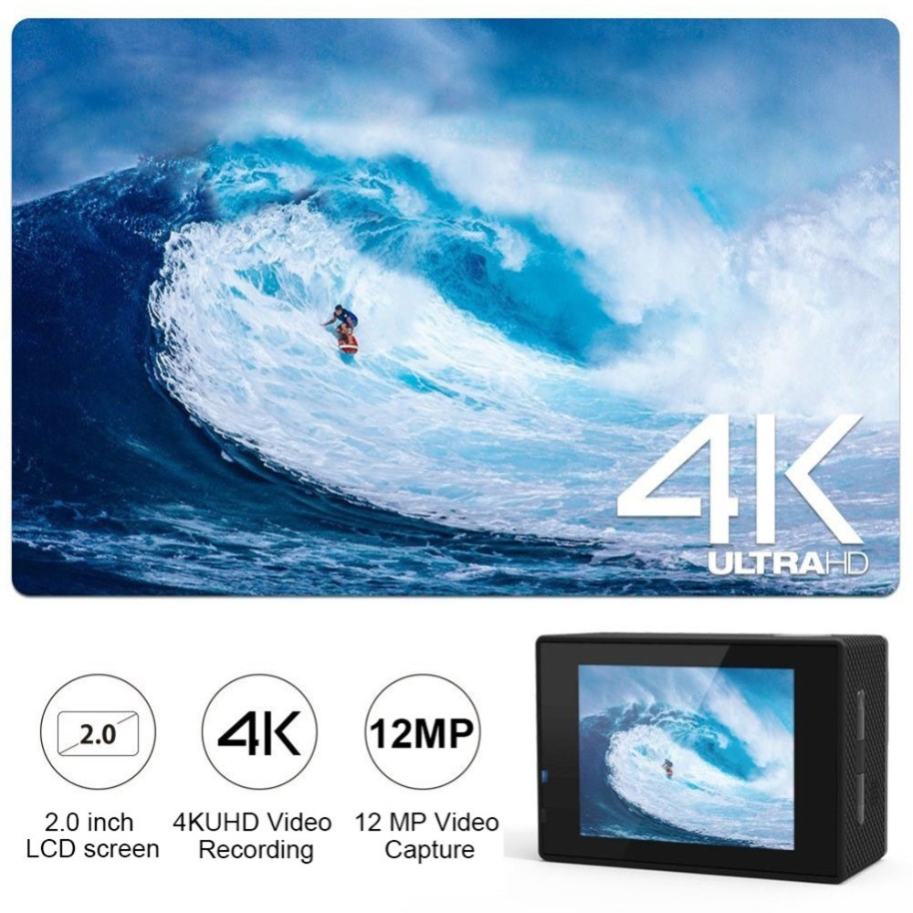 SJ4000 SD3H-2 4K 30FPS WiFi Action Camera Ultra HD Extreme Sports DV Camera Avec Étui Étanche - le Noir