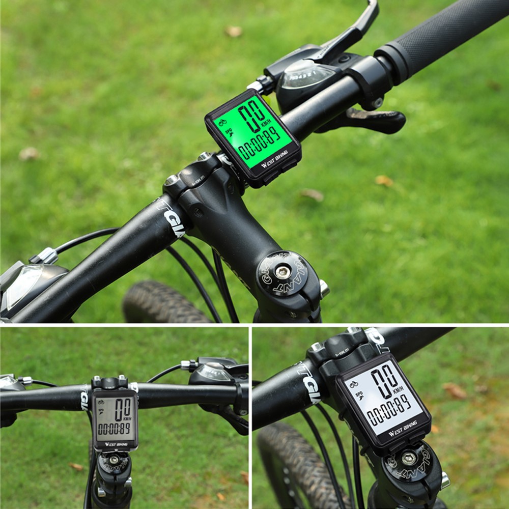 WEST BIKING Wired Road MTB Bike Computer Screen Backlight Waterproof Speedometer - Green Backlight-10