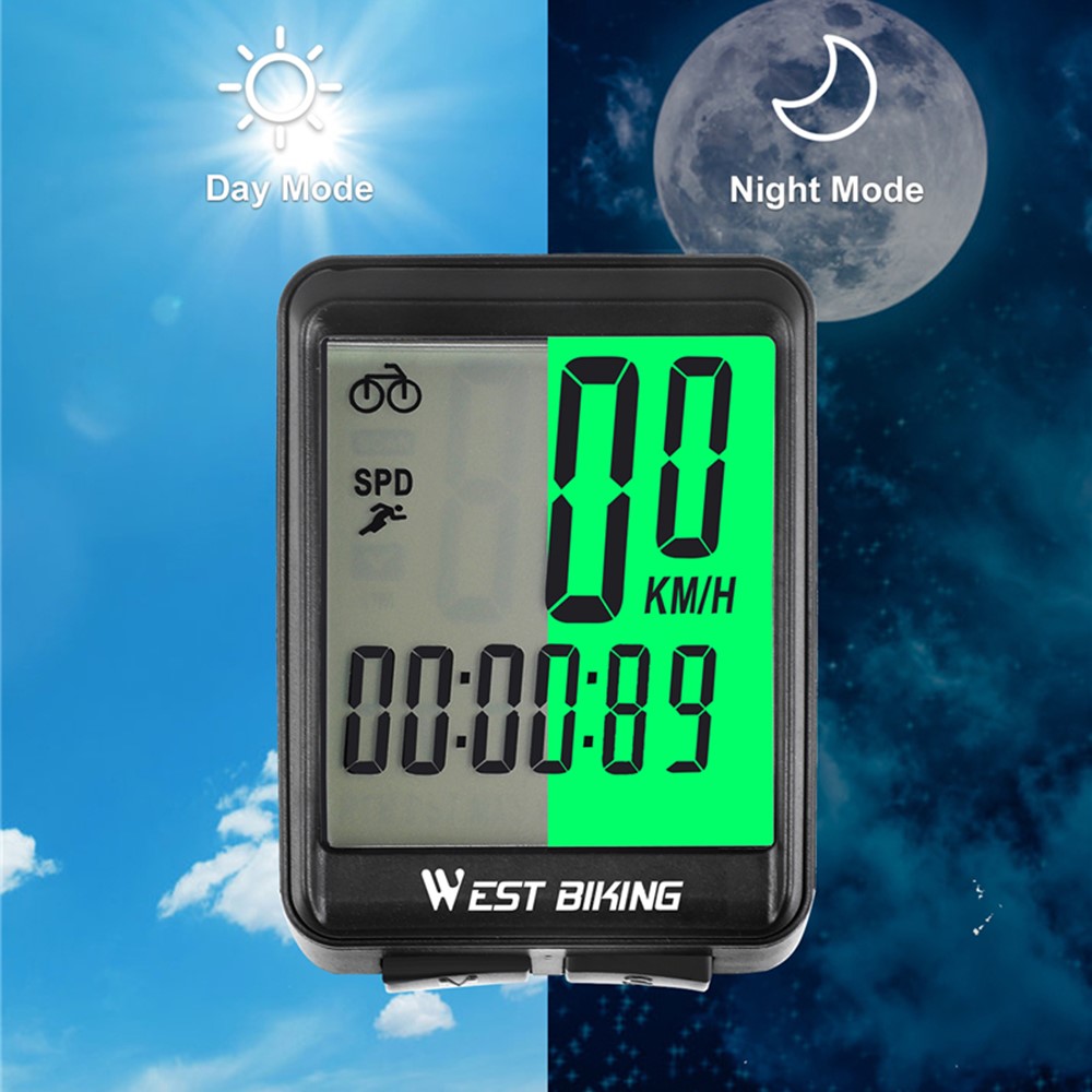 WEST BIKING Wired Road MTB Bike Computer Screen Backlight Waterproof Speedometer - Green Backlight-9
