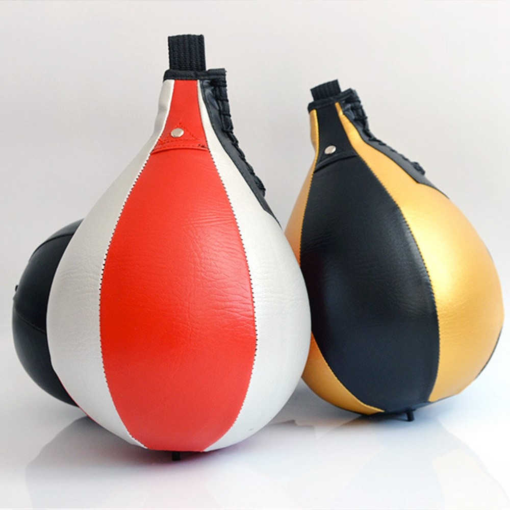 KAILUN NW-028 Pear Shape PU Boxing Speed Ball Boxing Punching Bag Swivel Speedball for Exercise Fitness Training - Silver/Red-4