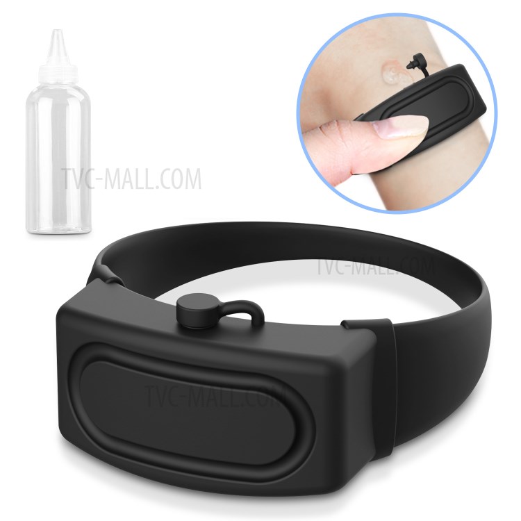 2nd Gen Silicone Wristband Hand Sanitizer Bracelet Dispenser Bracelet with Squeeze Bottle - Black-1