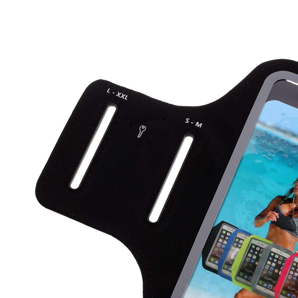 Grandi Sport Dimensioni Lycra Bracciale Del Braccio Touch Screen Manica Per Iphone12 / 12 Smartphone Pro 6 Pollici - Nero-3