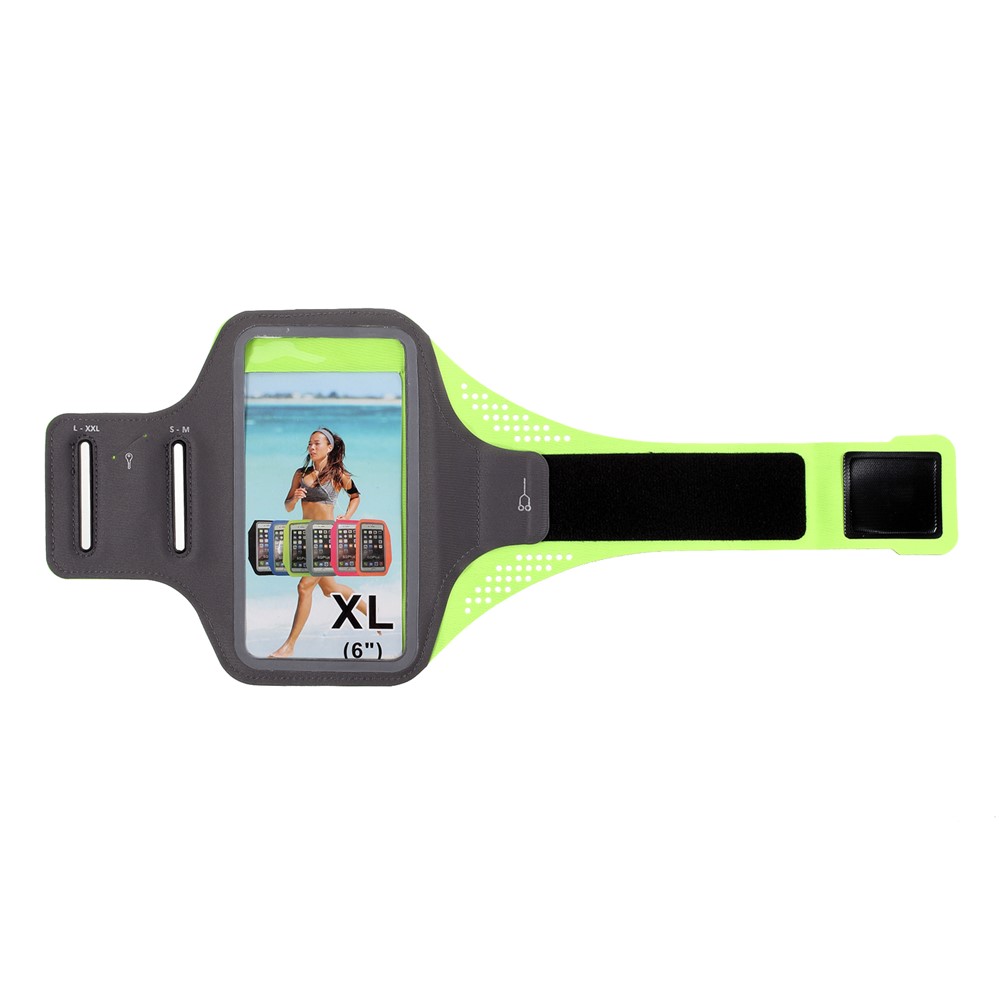 Large Size Lycra Sports Arm Sleeve Touch Screen Armband for iPhone12/12 Pro 6-inch Smartphones - Green-1