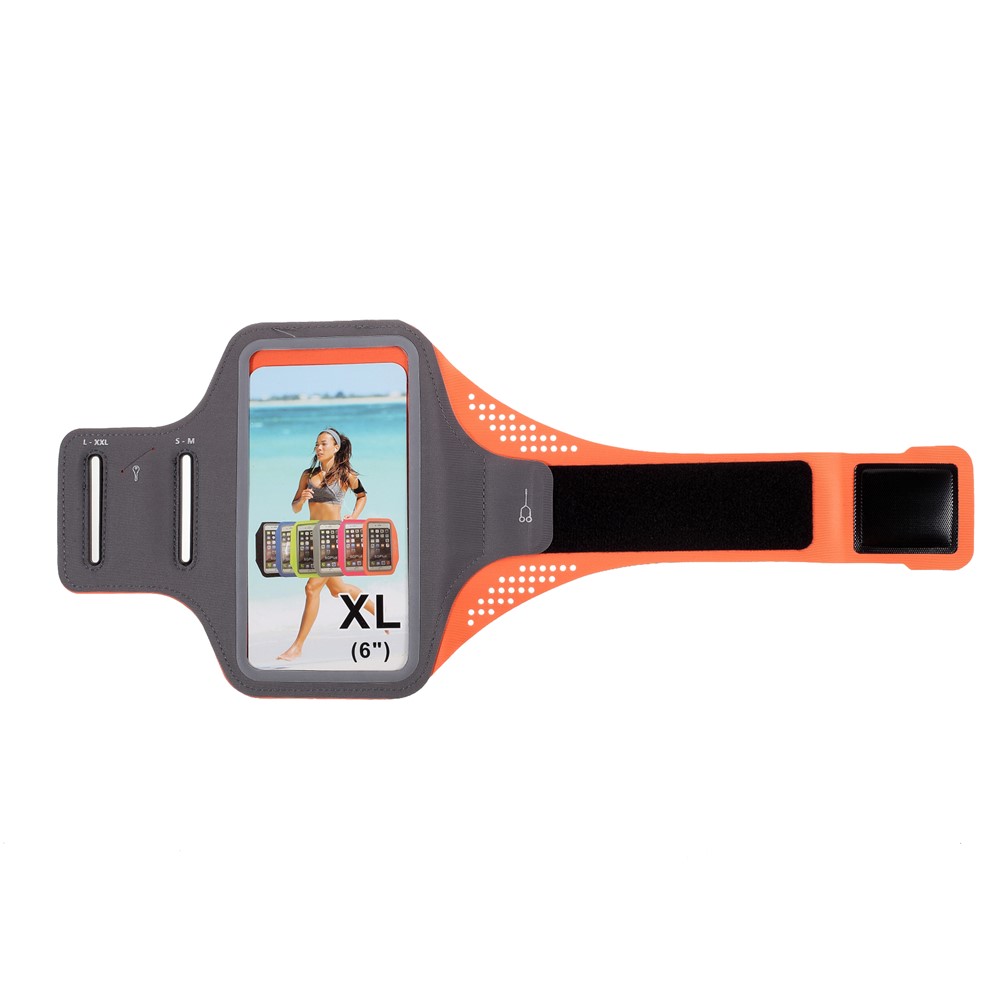 Large Size Lycra Sports Arm Sleeve Touch Screen Armband for iPhone12/12 Pro 6-inch Smartphones - Orange-1