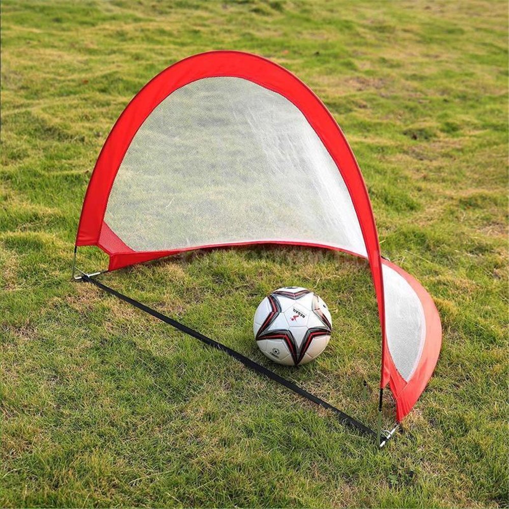 Soccer Football Goal Net Folding Training Goal Net Gate Kids Indoor Outdoor Interactive Play Toy - Red-2