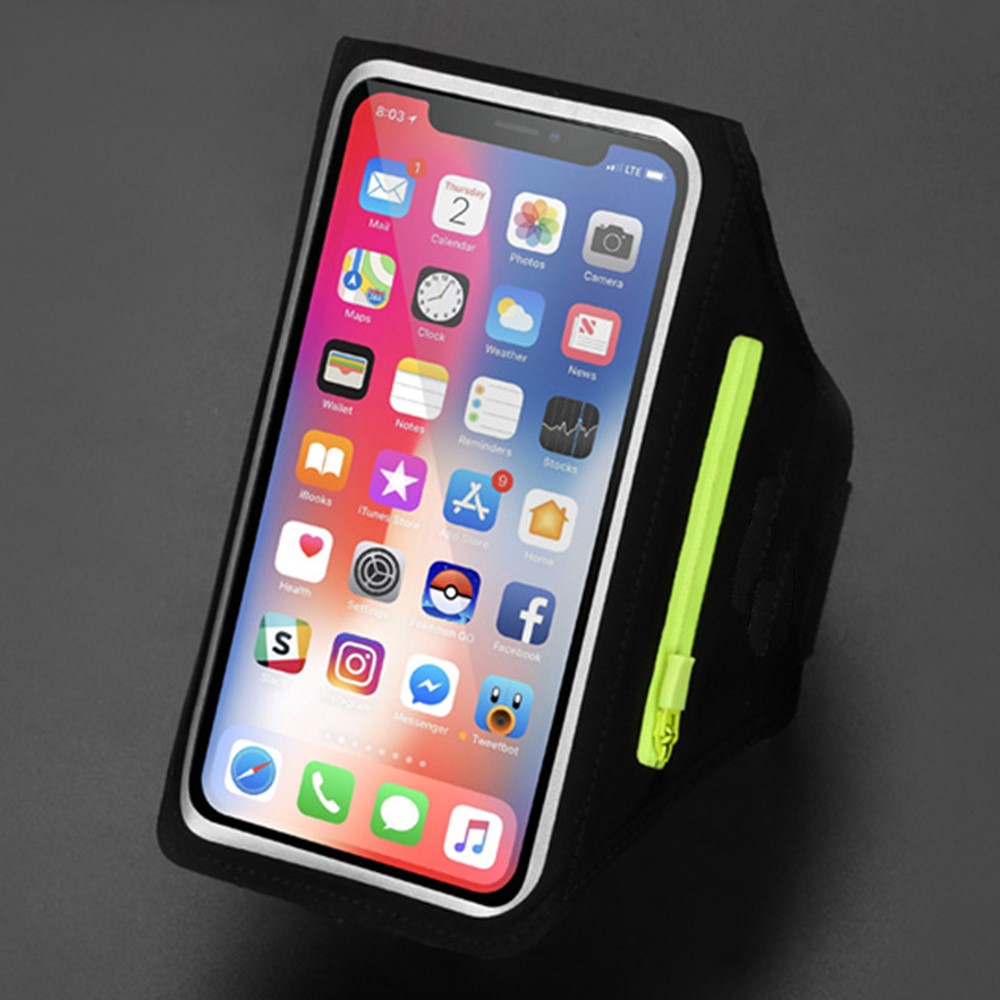 Sports Running Armband Phone Case Mobile Phone Arm Bag for iPhone 12 Xiaomi 6.7 inch Phone and Below - Black-7
