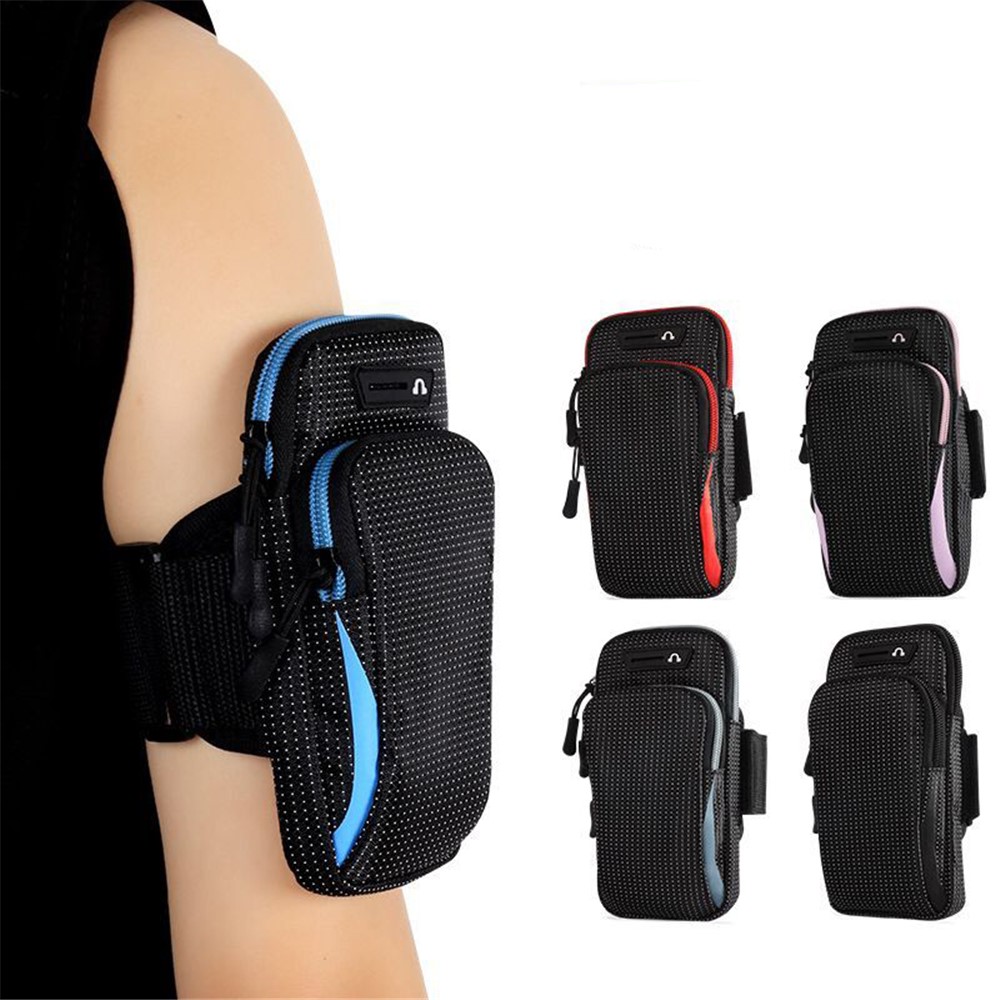 Color Splicing Outdoor Sports Running Adjustable Armband Phone Storage Bag for 6.5-inch Mobile Phones - Black/Sky Blue-2