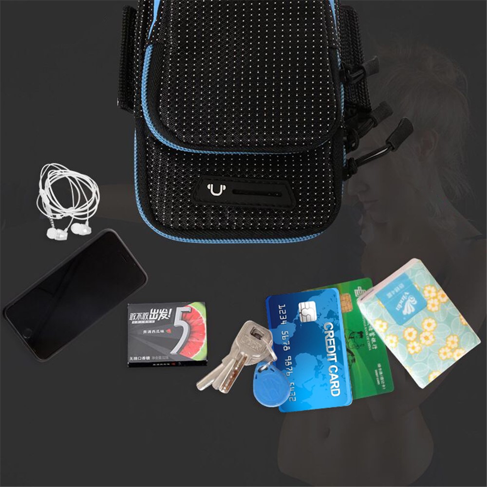 Color Splicing Outdoor Sports Running Adjustable Armband Phone Storage Bag for 6.5-inch Mobile Phones - Black/Sky Blue-3