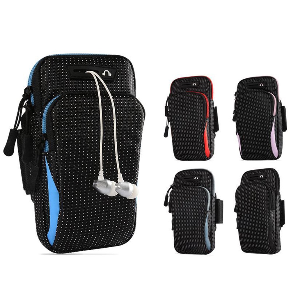 Color Splicing Outdoor Sports Running Adjustable Armband Phone Storage Bag for 6.5-inch Mobile Phones - Black/Sky Blue-4