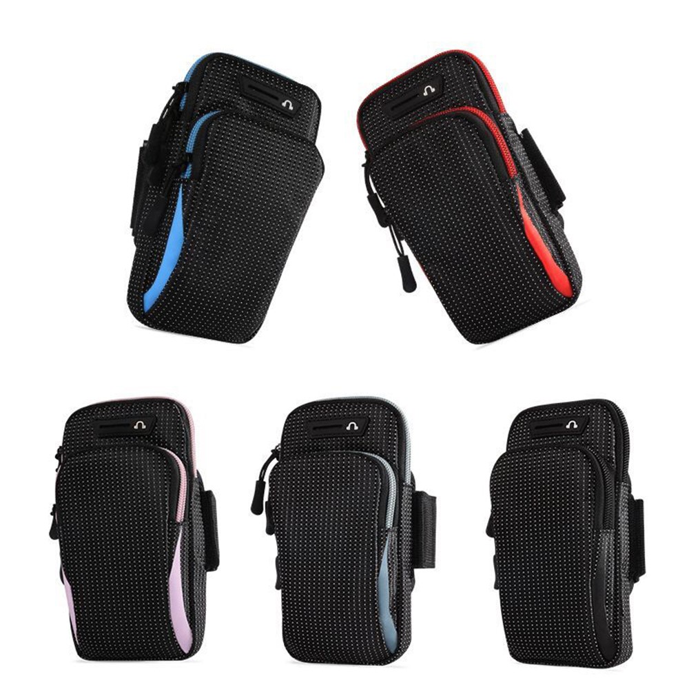 Color Splicing Outdoor Sports Running Adjustable Armband Phone Storage Bag for 6.5-inch Mobile Phones - Black/Sky Blue-5