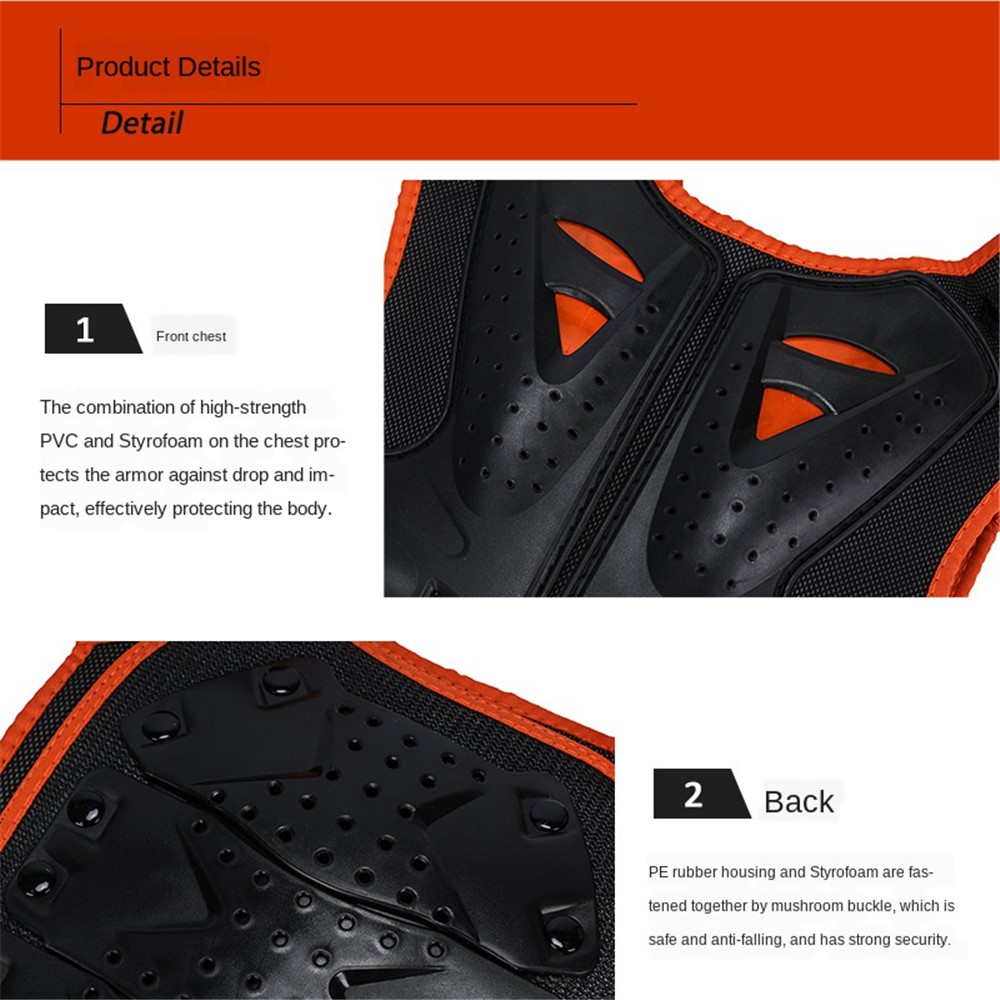 SULAITE Kid Skating Riding Body Armor Chest Protector Guard Vest Jacket Protective Gear - Orange / S-6