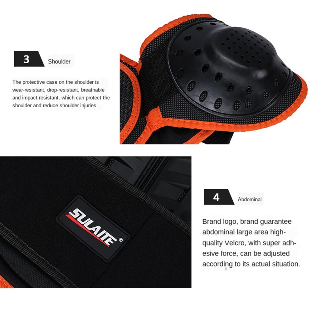 SULAITE Kid Skating Riding Body Armor Chest Protector Guard Vest Jacket Protective Gear - Orange / S-7