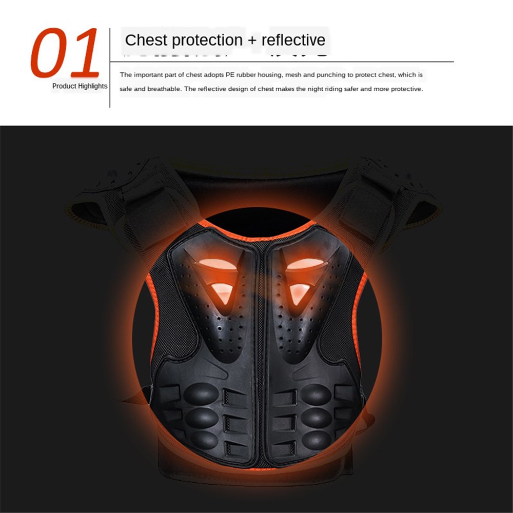 SULAITE Kid Skating Riding Body Armor Chest Protector Guard Vest Jacket Protective Gear - Orange / S-9