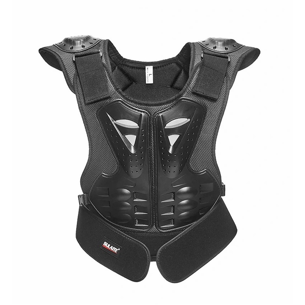 SULAITE Kid Skating Riding Body Armor Chest Protector Guard Vest Jacket Protective Gear - All Black / S-1
