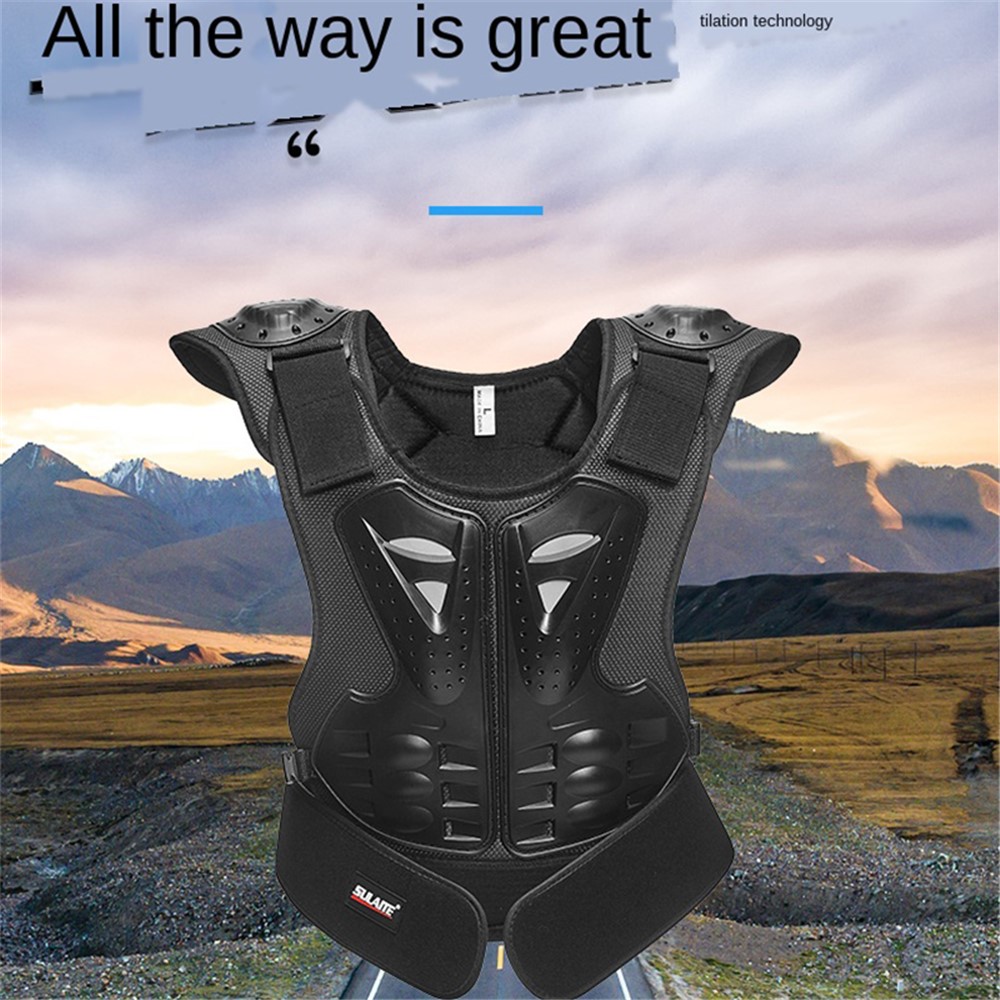 SULAITE Kid Skating Riding Body Armor Chest Protector Guard Vest Jacket Protective Gear - All Black / S-5