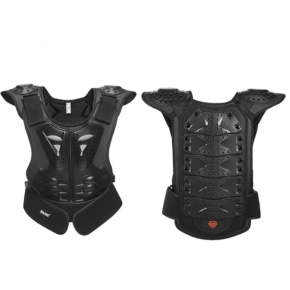 SULAITE Kid Skating Riding Body Armor Chest Protector Guard Vest Jacket Protective Gear - All Black / L-3