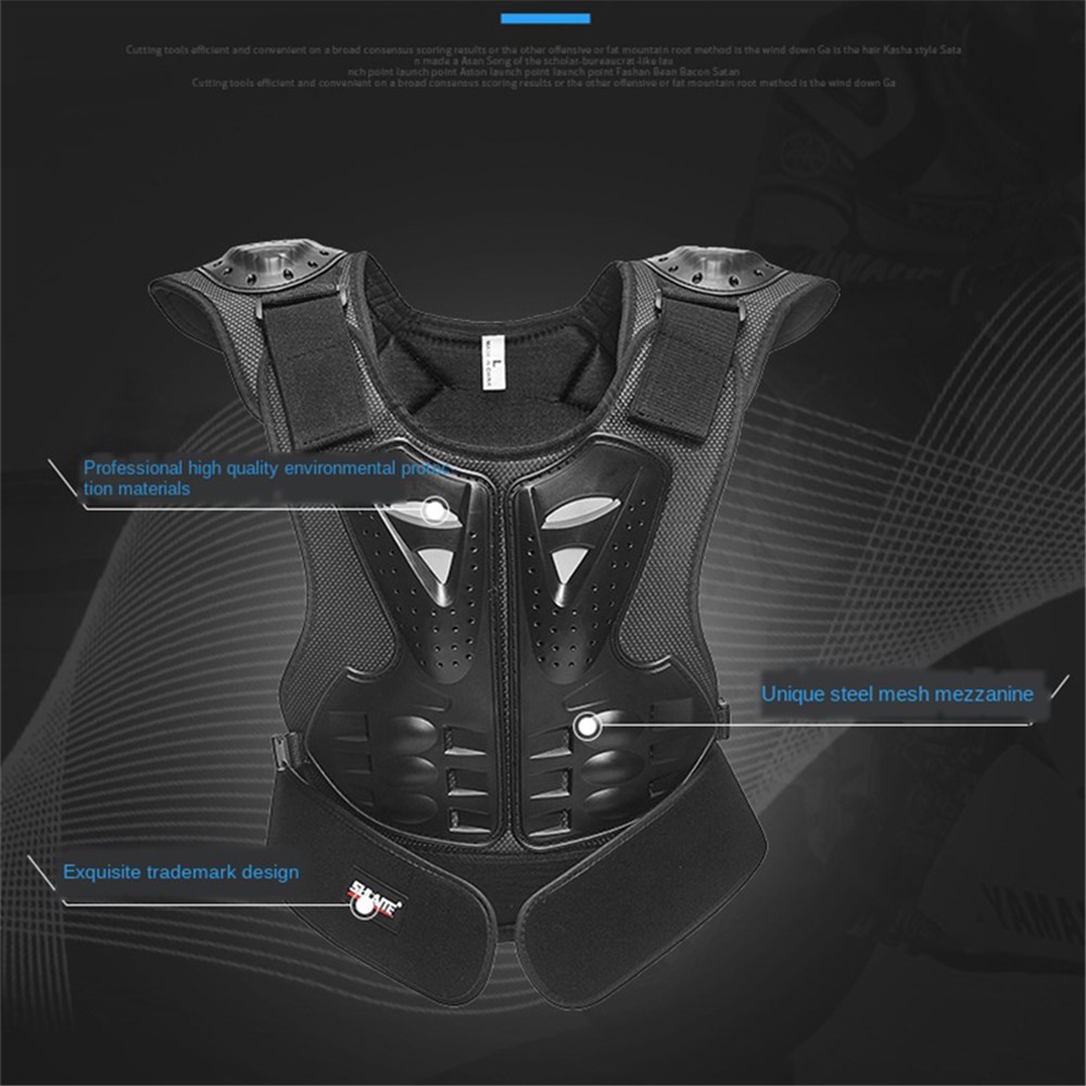 SULAITE Kid Skating Riding Body Armor Chest Protector Guard Vest Jacket Protective Gear - All Black / L-4