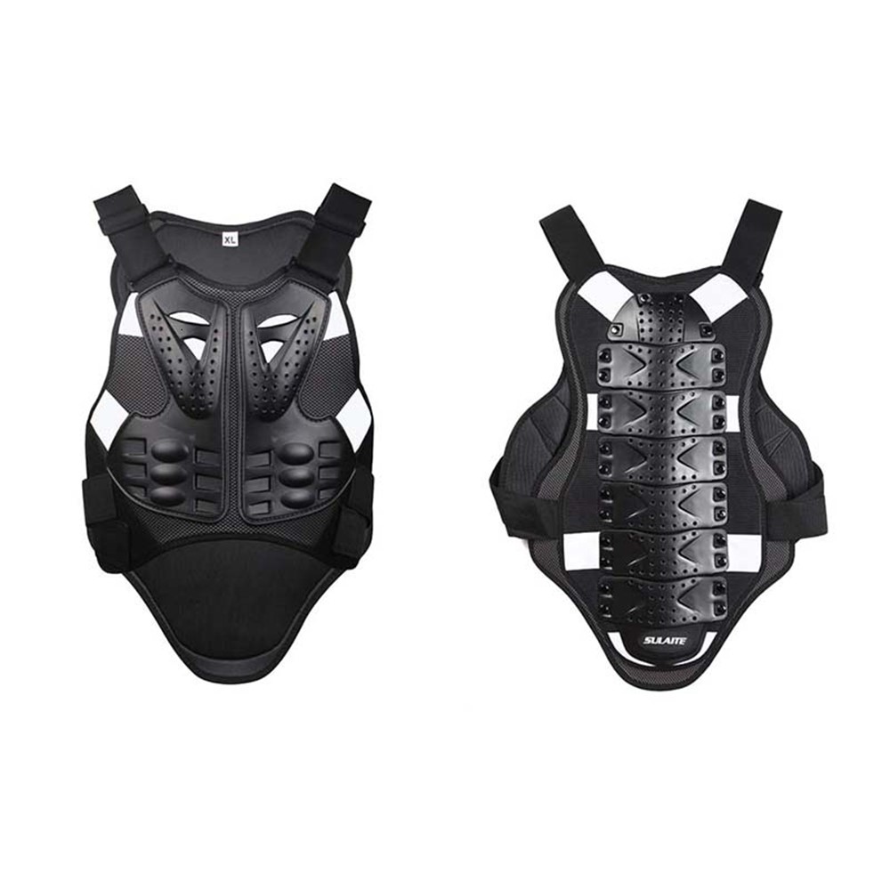 SULAITE Outdoor Sports Body Armor Motorcycle Chest Back Protector Guard Vest Jacket - Black / L-11