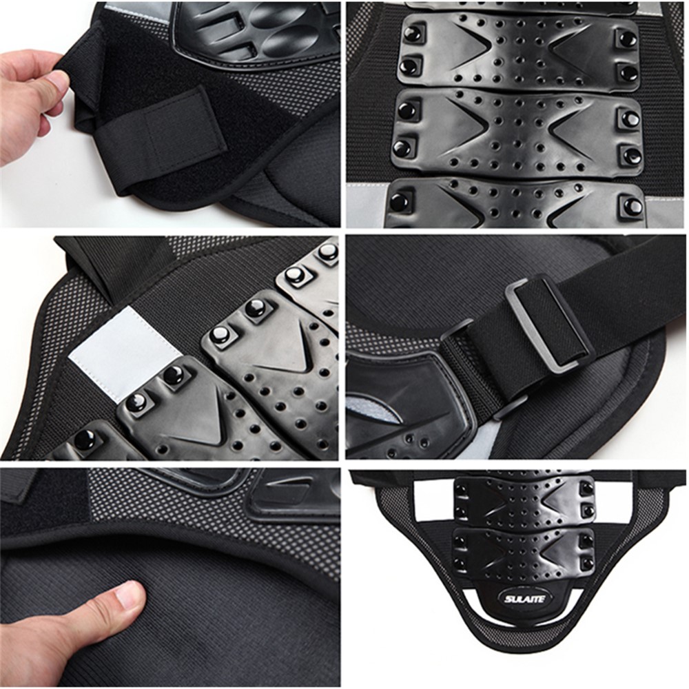 SULAITE Outdoor Sports Body Armor Motorcycle Chest Back Protector Guard Vest Jacket - Black / L-4