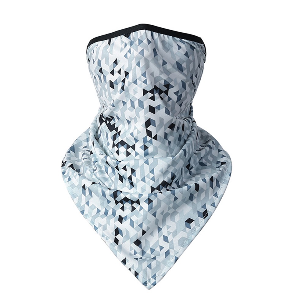UV Protection Cover Scarf Shield Cycling Outdoor Recreation Neck Gaiter Breathable Neck Cover for Men and Women - Grey White Square-1