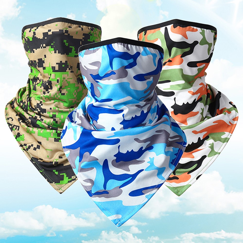 UV Protection Cover Scarf Shield Cycling Outdoor Recreation Neck Gaiter Breathable Neck Cover for Men and Women - Grey White Square-2