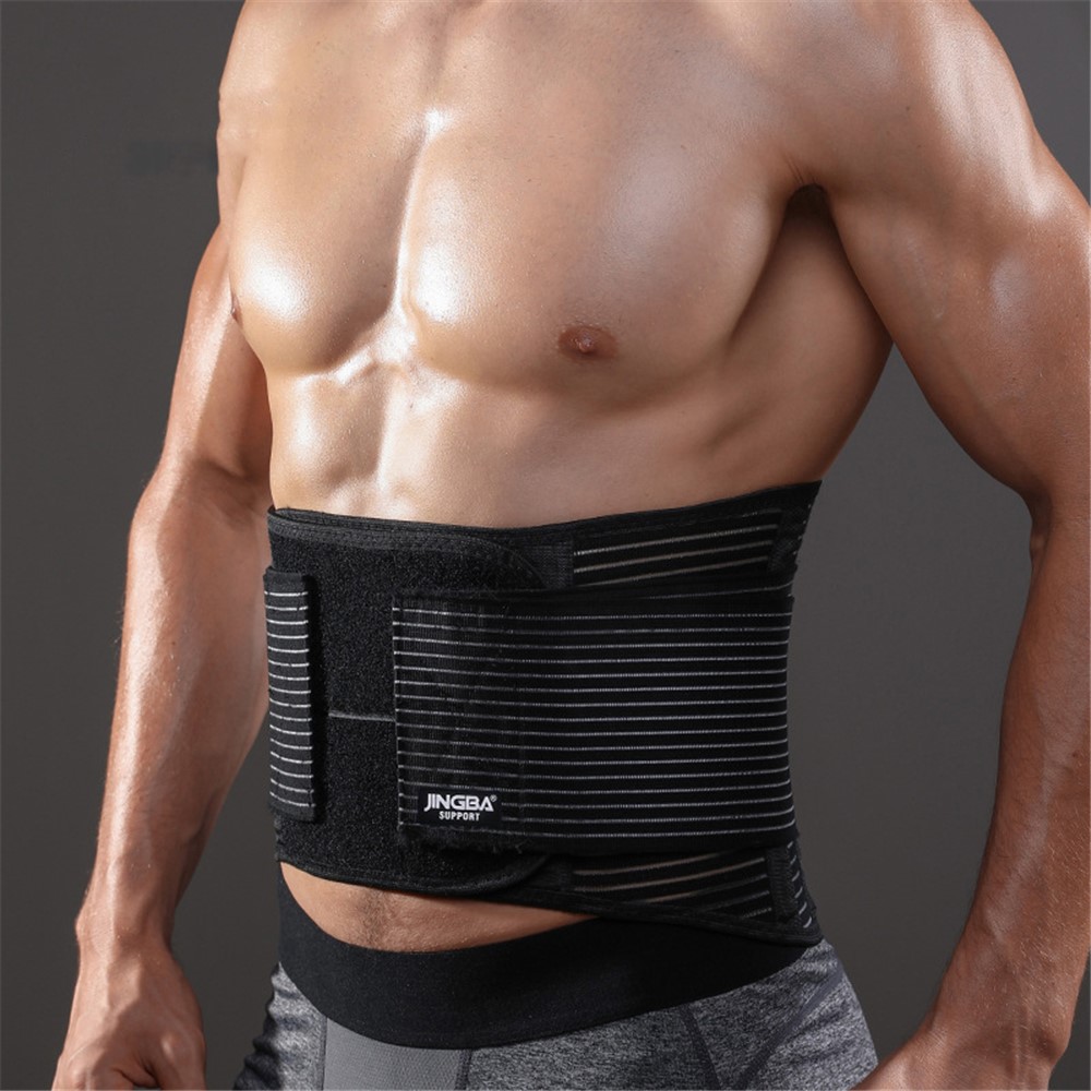 JINGBA SUPPORT 1052 Sports Compression Waist Support Band Weightlifting Fitness Waist Guard Protective Strap - Black/S-2
