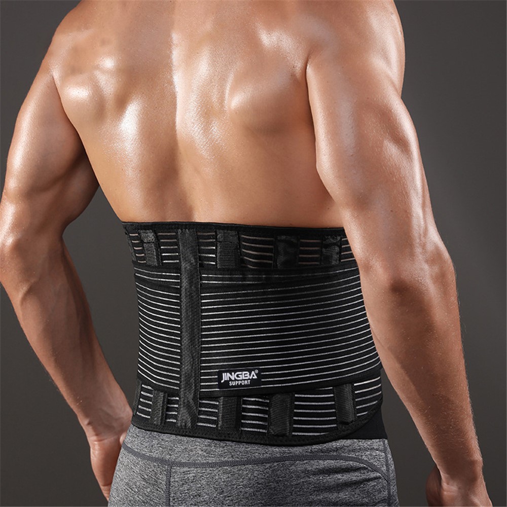 JINGBA SUPPORT 1052 Sports Compression Waist Support Band Weightlifting Fitness Waist Guard Protective Strap - Black/S-4