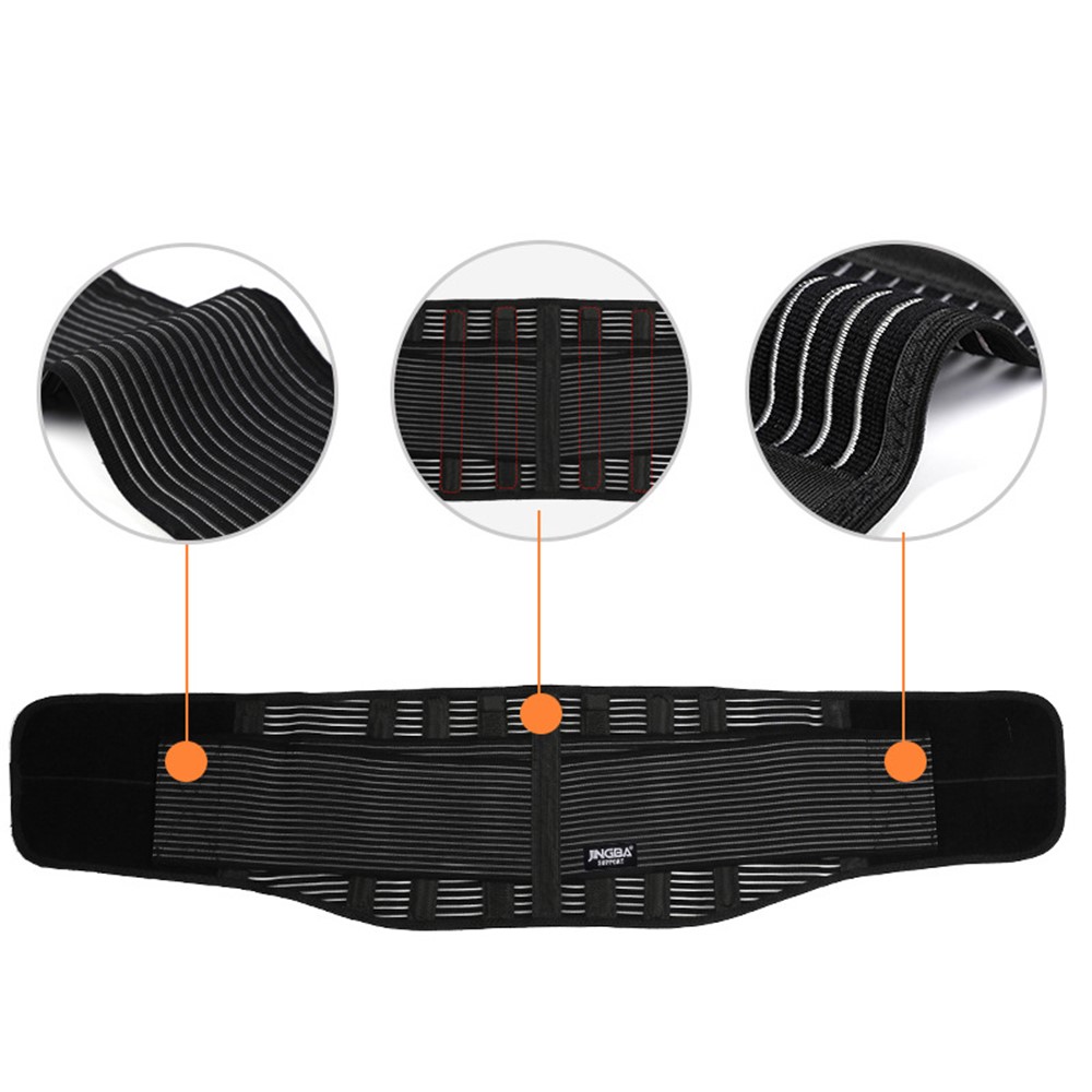 JINGBA SUPPORT 1052 Sports Compression Waist Support Band Weightlifting Fitness Waist Guard Protective Strap - Black/S-5