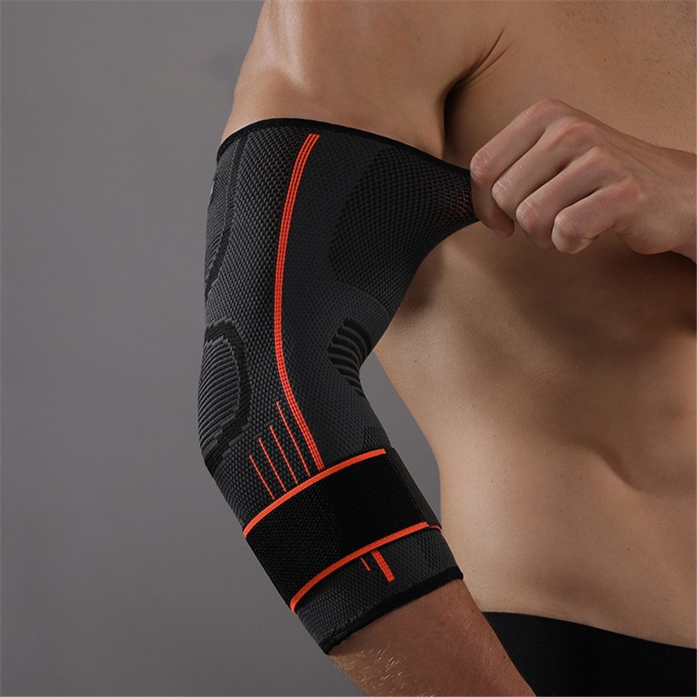 JINGBA SUPPORT 0137B 1Pc Outdoor Sports Elbow Sleeve Protector Weightlifting Fitness Basketball Elastic Elbow Guard - Orange S/M-3