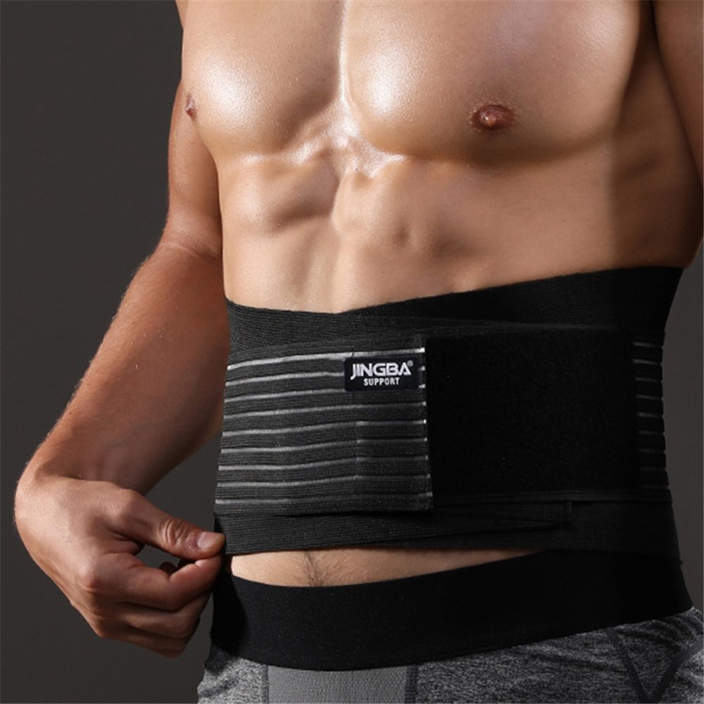 JINGBA SUPPORT 0052 Sports Waist Support Band Breathable Weightlifting Fitness Basketball Waist Brace Strap Protective Gear - Black/S-1