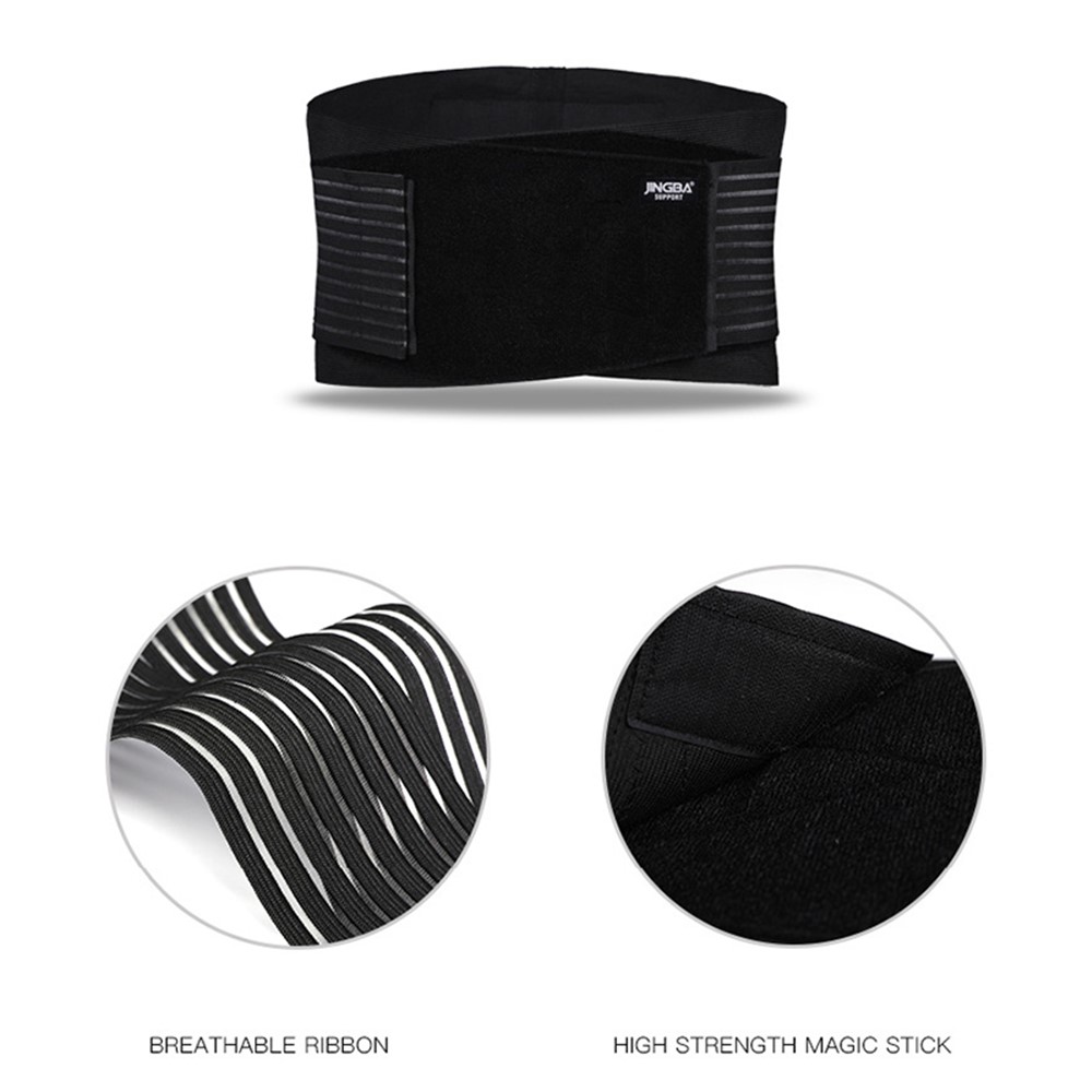 JINGBA SUPPORT 0052 Sports Waist Support Band Breathable Weightlifting Fitness Basketball Waist Brace Strap Protective Gear - Black/S-6