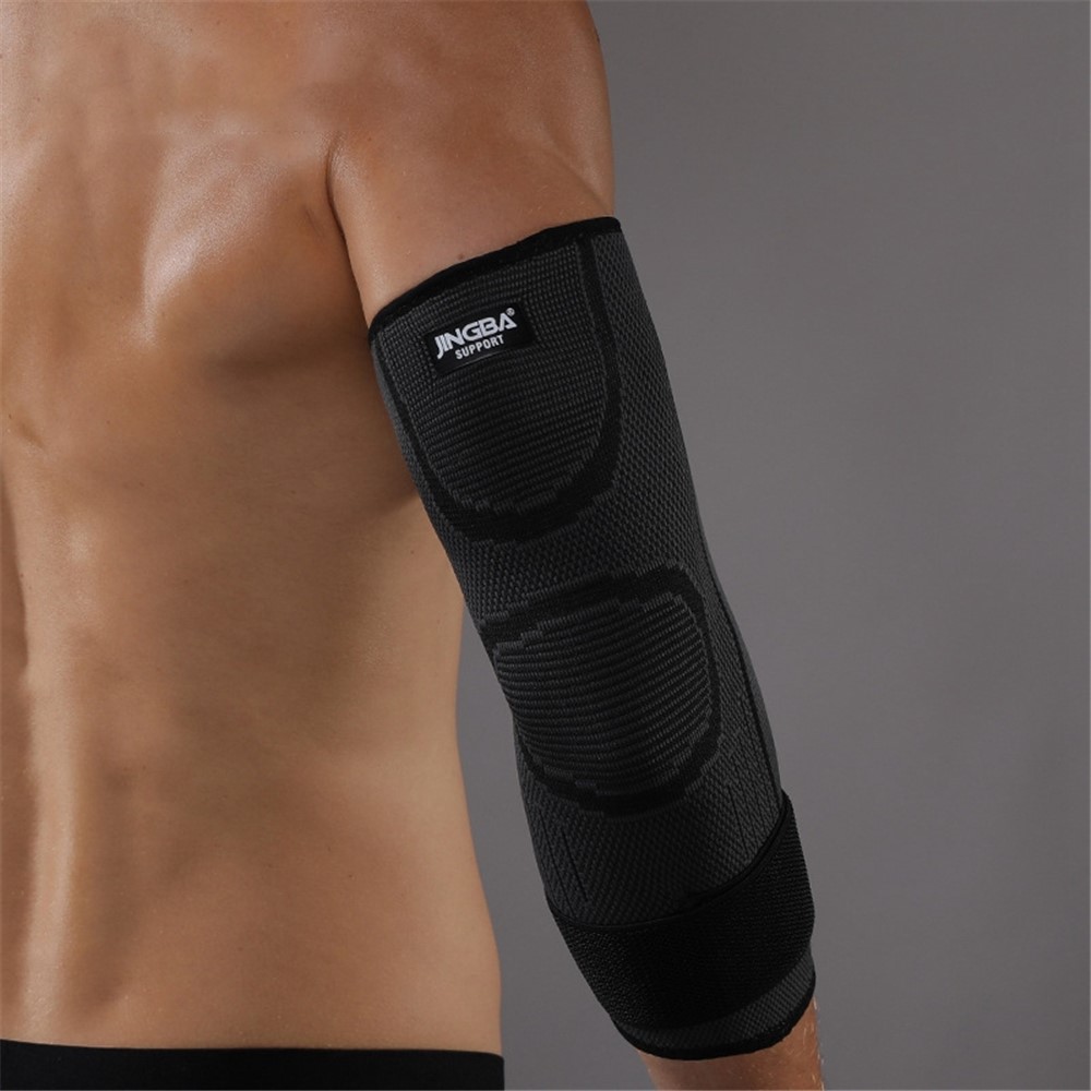 JINGBA SUPPORT 0137 1Pc Fitness Weightlifting Basketball Elbow Brace Anti-skid Elastic Sports Elbow Guard - Black S/M-3