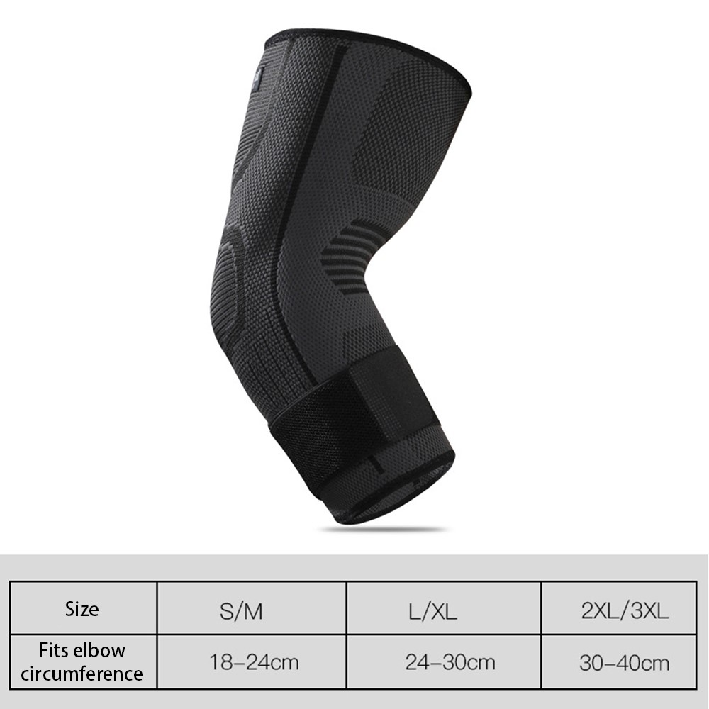 JINGBA SUPPORT 0137 1Pc Fitness Weightlifting Basketball Elbow Brace Anti-skid Elastic Sports Elbow Guard - Black S/M-6