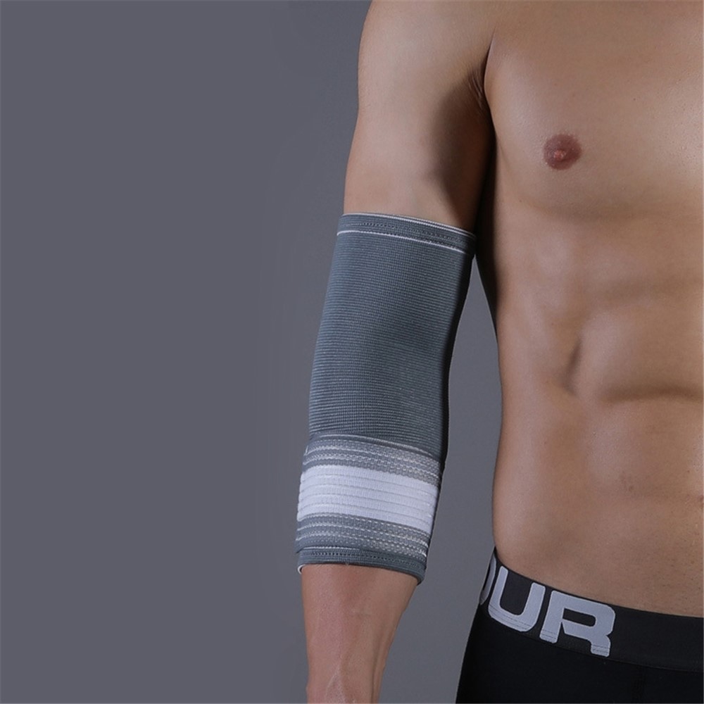 JINGBA SUPPORT 4137 1Pc Sports Elbow Brace Sleeve Weightlifting Fitness Basketball Training Elastic Elbow Guard - Grey S/M-5